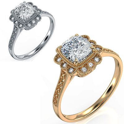 Vintage style Art Deco engagement ring