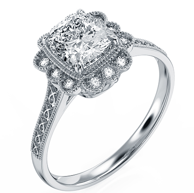 Vintage style Art Deco engagement ring