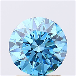 Picture of Lab Grown Diamond 1.70 Carats, Round with Excellent Cut, Fancy Vivid Blue Color, VS1 Clarity and Certified by IGI