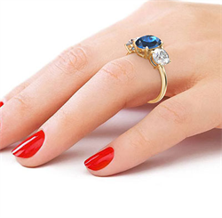 Picture of 3.85 carat Blue Sapphire and two 1  carat lab diamonds D VVS2