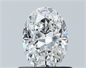 Natural Diamond 0.71 Carats, Oval with  Cut, F Color, VVS1 Clarity and Certified by GIA