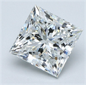 Natural Diamond 2.51 Carats, Princess with  Cut, E Color, SI1 Clarity and Certified by GIA