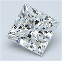 Natural Diamond 2.51 Carats, Princess with  Cut, E Color, SI1 Clarity and Certified by GIA