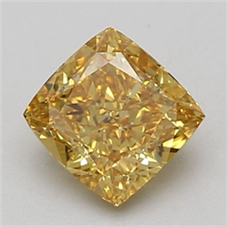 Picture of Lab Grown Diamond 1.59 Carats, CUSHION MODIFIED with  Cut, Fancy Vivid Yellow Color, VVS2 Clarity and Certified by IGI
