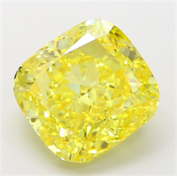 Picture of Lab Grown Diamond 8.04 Carats, CUSHION MODIFIED with  Cut, Fancy Vivid Yellow Color, VS1 Clarity and Certified by IGI