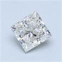 1.01 Carats, Princess Diamond with  Cut, D Color, SI1 Clarity and Certified by EGL