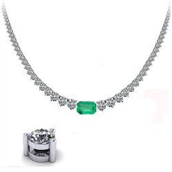 Picture of 10 carat Graduated Tennis Necklace, I VS,and natural Emerald 1.58 carat