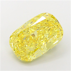 Picture of Lab Grown Diamond 8.07 Carats, CUSHION MODIFIED with  Cut, Fancy Vivid Yellow Color, VS2 Clarity and Certified by IGI
