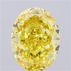 Picture of Lab Grown Diamond 7.19 Carats, Oval with  Cut, Fancy Vivid Yellow Color, VS1 Clarity and Certified by IGI