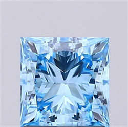Picture of Lab Grown Diamond 1.20 Carats, Princess with  Cut, Fancy Vivid Blue Color, VS1 Clarity and Certified by IGI