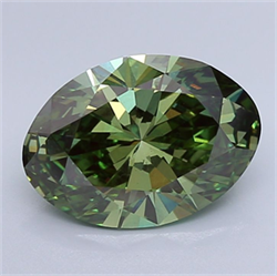 Picture of Lab Grown Diamond 3.81 Carats, Oval with  Cut, Fancy Vivid Green Color, VS2 Clarity and Certified by IGI