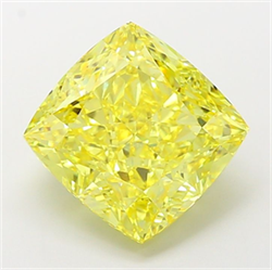 Picture of Lab Grown Diamond 7.53 Carats, CUSHION MODIFIED with  Cut, Fancy Vivid Yellow Color, VS1 Clarity and Certified by IGI