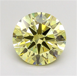 Picture of Lab Grown Diamond 2.50 Carats, Round with Ideal Cut, Fancy Yellow Color, VS1 Clarity and Certified by IGI