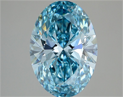 Picture of Lab Grown Diamond 3.03 Carats, Oval with  Cut, Fancy Vivid Blue Color, VS1 Clarity and Certified by IGI