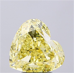 Picture of Lab Grown Diamond 4.00 Carats, Heart with  Cut, Fancy Intense Yellow Color, VS1 Clarity and Certified by IGI