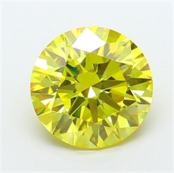 Picture of Lab Grown Diamond 1.94 Carats, Round with Ideal Cut, Fancy Vivid Yellow Color, VVS2 Clarity and Certified by IGI