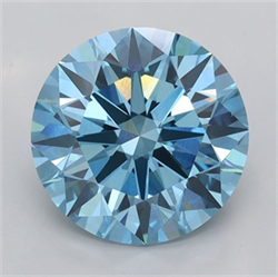 Picture of Lab Grown Diamond 3.03 Carats, Round with Ideal Cut, Fancy Vivid Blue Color, VS1 Clarity and Certified by IGI