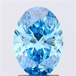 Picture of Lab Grown Diamond 1.80 Carats, Oval with  Cut, Fancy Vivid Blue Color, VS1 Clarity and Certified by IGI