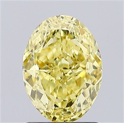 Picture of Lab Grown Diamond 1.54 Carats, Oval with  Cut, Fancy Vivid Yellow Color, VVS2 Clarity and Certified by IGI