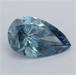 Picture of Lab Grown Diamond 1.55 Carats, Pear with  Cut, Fancy Vivid Blue Color, VVS2 Clarity and Certified by IGI