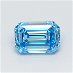 Picture of Lab Grown Diamond 1.93 Carats, Emerald with  Cut, Fancy Vivid Blue Color, VVS2 Clarity and Certified by IGI