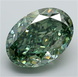 Picture of Lab Grown Diamond 10.81 Carats, Oval with  Cut, Fancy Vivid Green Color, VVS2 Clarity and Certified by IGI