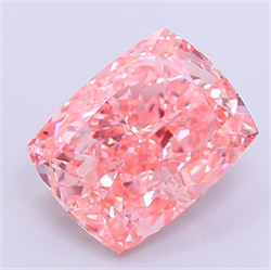 Picture of Lab Grown Diamond 3.01 Carats, CUSHION MODIFIED with  Cut, Fancy Vivid Pink Color, VS2 Clarity and Certified by IGI