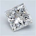 2.02 Carats, Princess Diamond with  Cut, D Color, SI2 Clarity and Certified by EGL