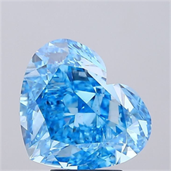 Picture of Lab Grown Diamond 6.08 Carats, Heart with  Cut, Fancy Vivid Blue Color, VS1 Clarity and Certified by IGI