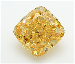 Picture of Lab Grown Diamond 8.10 Carats, CUSHION MODIFIED with  Cut, Fancy Vivid Yellow Color, VVS2 Clarity and Certified by IGI