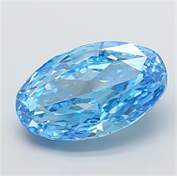 Picture of Lab Grown Diamond 5.01 Carats, Oval with  Cut, Fancy Vivid Blue Color, VVS2 Clarity and Certified by IGI