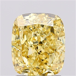 Picture of Lab Grown Diamond 1.75 Carats, CUSHION MODIFIED with  Cut, Fancy Vivid Yellow Color, VS2 Clarity and Certified by IGI