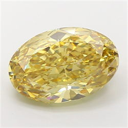 Picture of Lab Grown Diamond 10.21 Carats, Oval with  Cut, Fancy Intense Yellow Color, VS1 Clarity and Certified by IGI