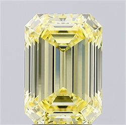 Picture of Lab Grown Diamond 3.07 Carats, Emerald with  Cut, Fancy Intense Yellow Color, VS1 Clarity and Certified by IGI