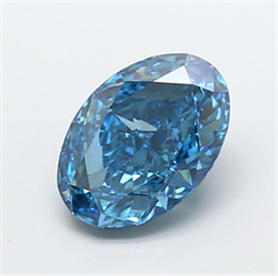 Picture of Lab Grown Diamond 2.54 Carats, Oval with  Cut, Fancy Vivid Blue Color, VS1 Clarity and Certified by IGI