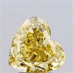 Picture of Lab Grown Diamond 2.14 Carats, Heart with  Cut, Fancy Vivid Yellow Color, VS1 Clarity and Certified by IGI