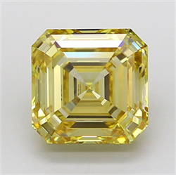 Picture of Lab Grown Diamond 5.07 Carats, Asscher with  Cut, Fancy Yellow Color, VVS2 Clarity and Certified by IGI