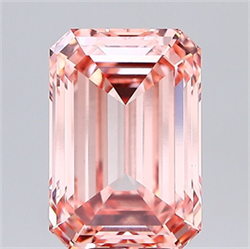 Picture of Lab Grown Diamond 7.04 Carats, Emerald with  Cut, Fancy Intense Pink Color, VS1 Clarity and Certified by IGI