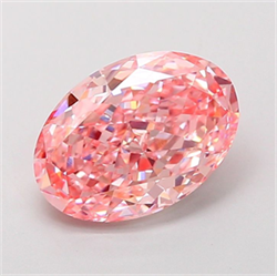 Picture of Lab Grown Diamond 2.75 Carats, Oval with  Cut, Fancy Vivid Pink Color, VVS2 Clarity and Certified by IGI