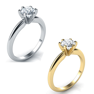 6 prongs Classic solitaire engagement ring settings