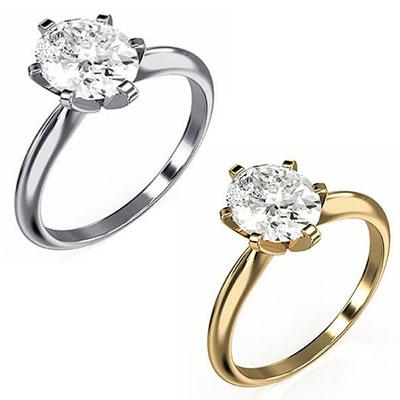 Oval 6 prongs Classic solitaire engagement ring settings