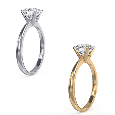 Solitaire engagement ring setting for rounds