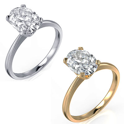 Oval solitaire engagement ring setting