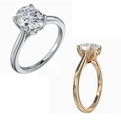 Oval Tulip solitaire engagement ring setting