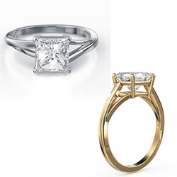Picture of Low Profile Solitaire engagement ring with a twist for all square diamonds 
