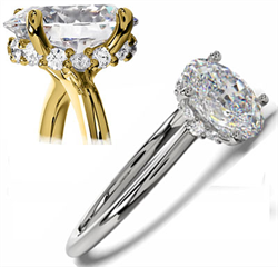 Picture of Low Profile, Hidden Halo Oval Engagement Ring Setting