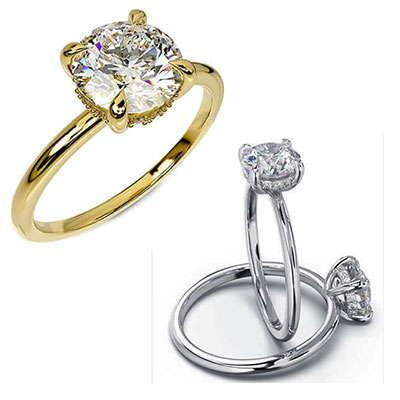 Low Profile Hidden Halo Engagement ring Setting