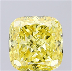 Picture of Lab Grown Diamond 3.43 Carats, CUSHION MODIFIED with  Cut, Fancy Vivid Yellow Color, VS1 Clarity and Certified by IGI