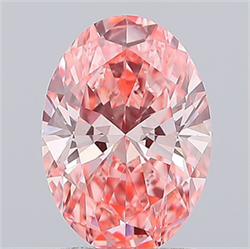 Picture of Lab Grown Diamond 1.96 Carats, Oval with  Cut, Fancy Vivid Pink Color, VS1 Clarity and Certified by IGI