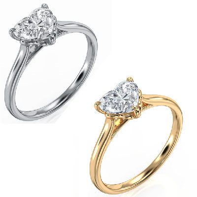 Solitaire engagement ring setting for Hearts and Triangles